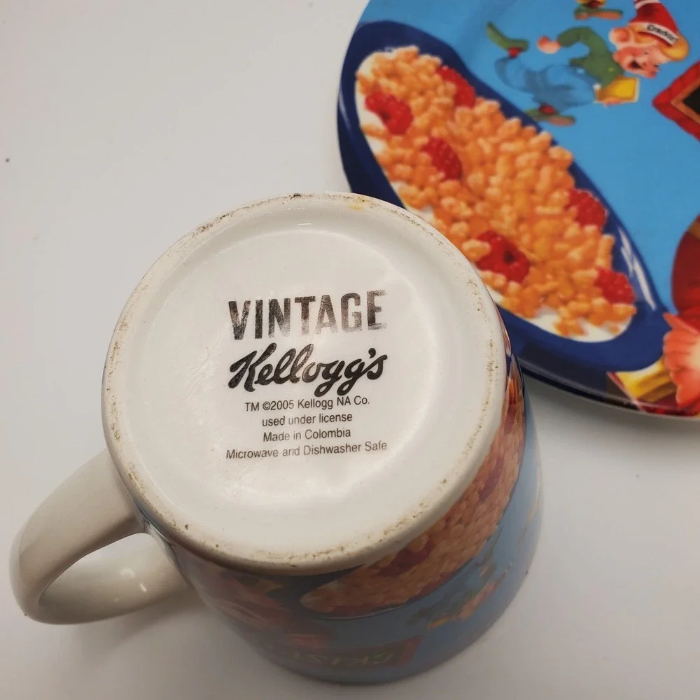 Vintage Kellogg's Rice Crispies Mug and Plate Set‎ Snap Crackle Pop